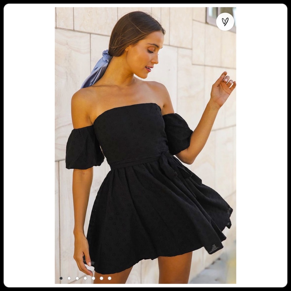 Lulu’s Black Eyelet Puff Sleeve Mini Dress